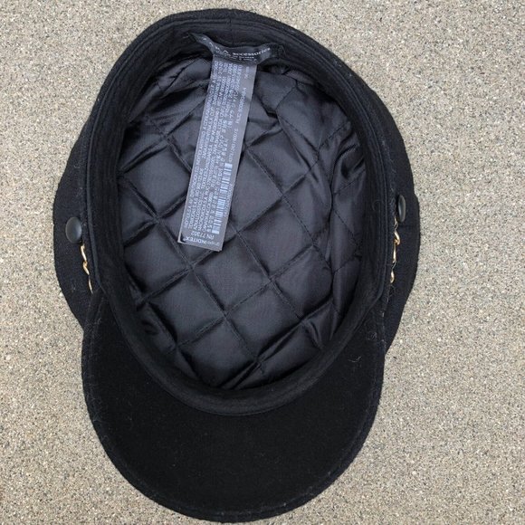 ZARA Military Army Hat Women's Wool Blend Quilted Lining Cap Blue Chain - Picture 3 of 8